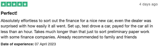 Trust Pilot review from a happy customer