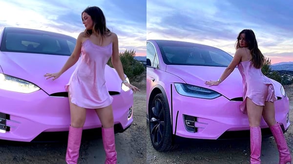 Addison Rae Pink Tesla