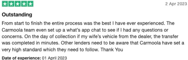 Trust Pilot review from a customer
