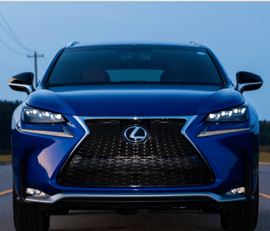 blue Lexus NX facing forward