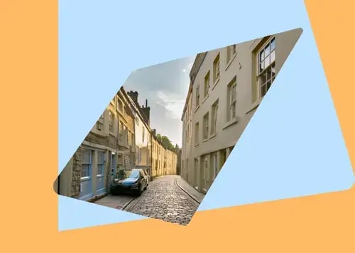 Quaint cobblestone street in old town