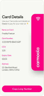 Reveal Carmoola Card Details