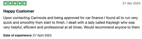 Carmoola Trustpilot reviews