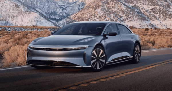 Lucid Air driving along the road