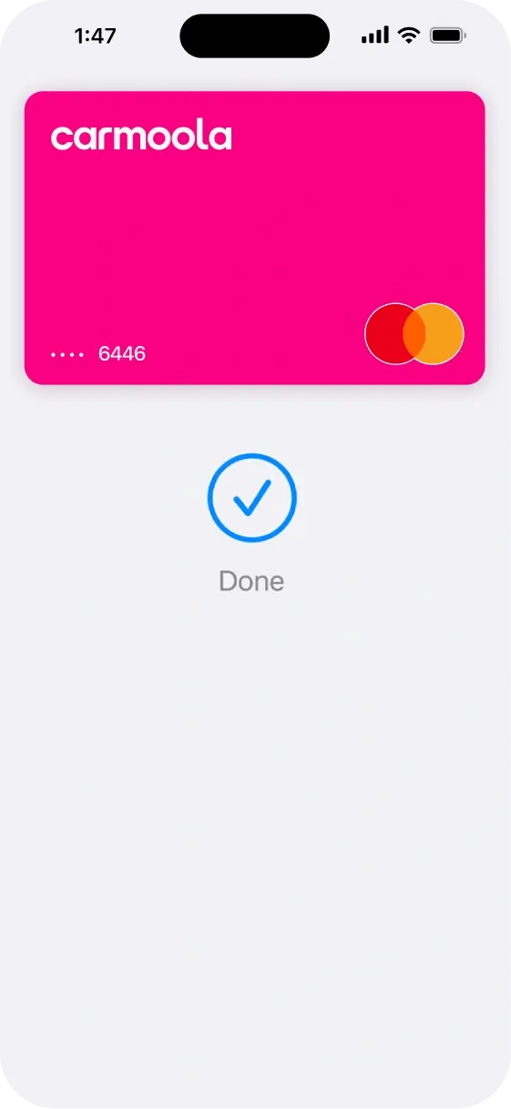 Step 5 Use carmoola card to pay for your new car