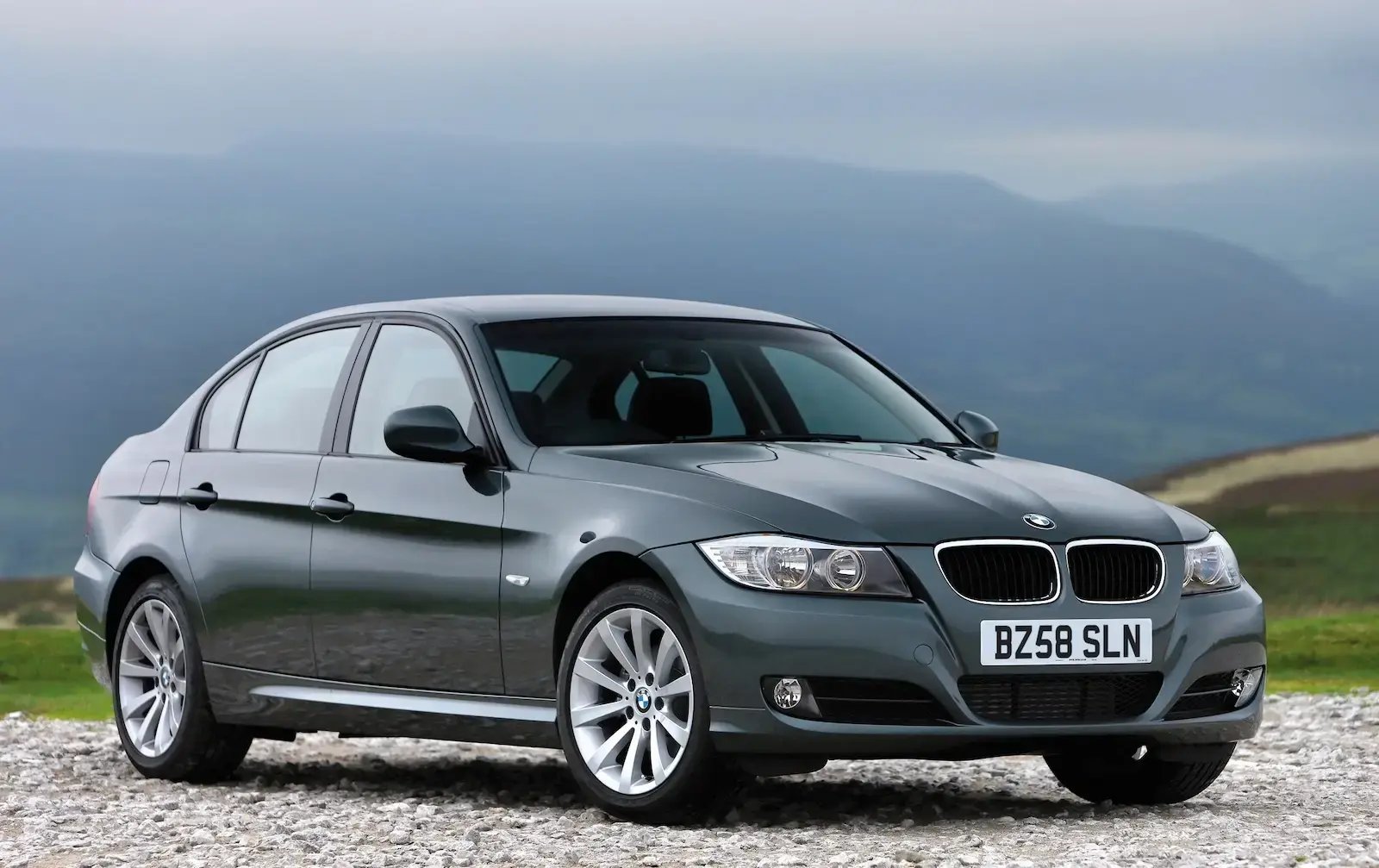 black-BMW-3-Series-parked-front