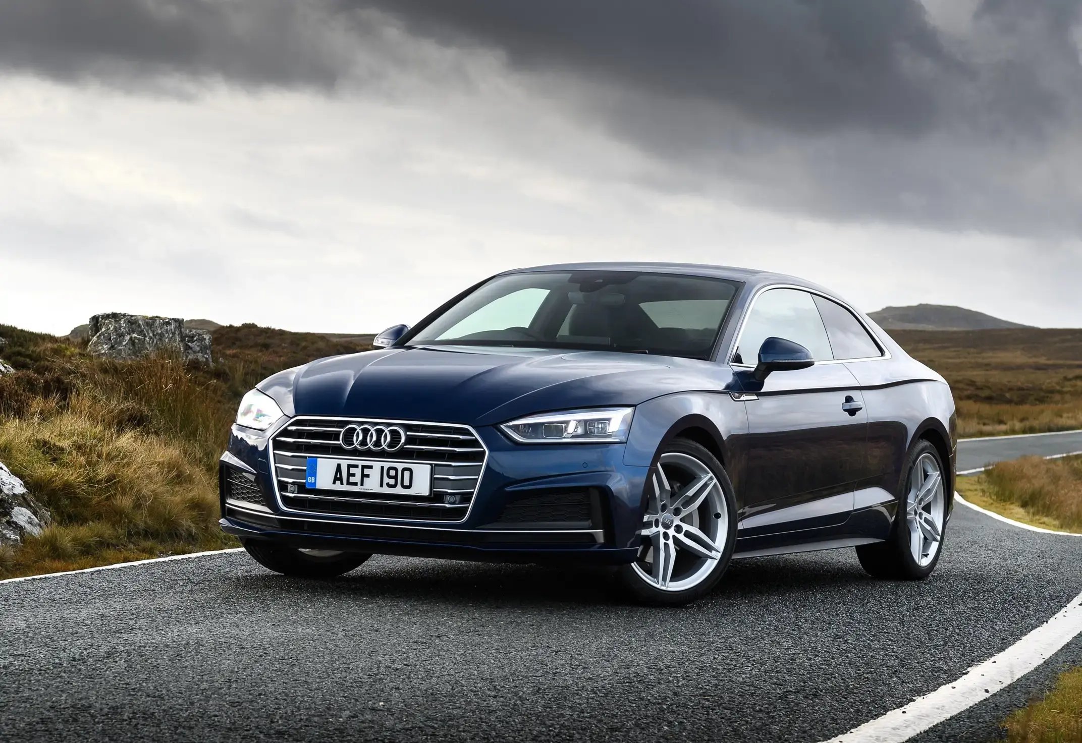 blue-Audi-A5-Coupe-parked-front
