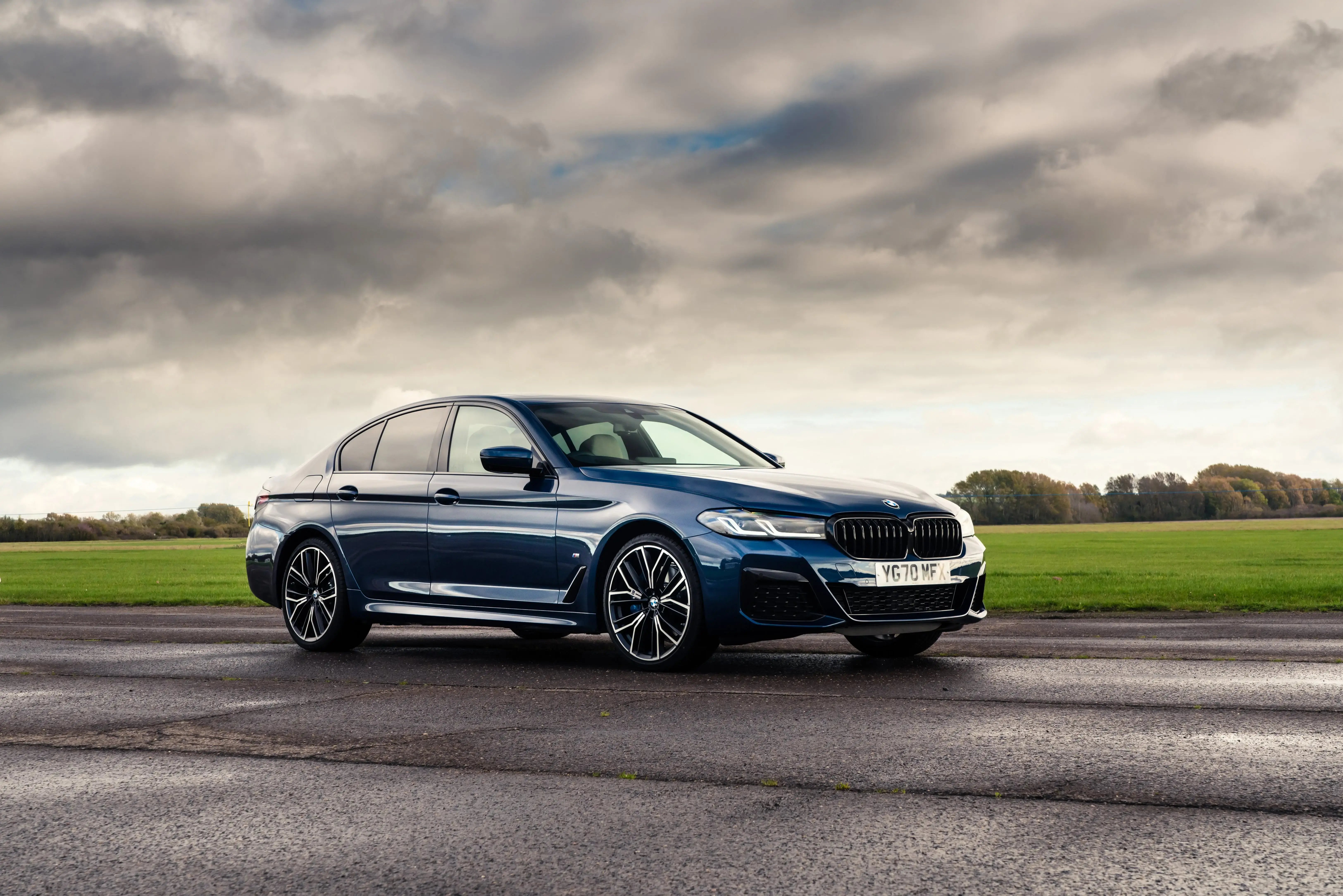 blue-BMW-5-Series-parked