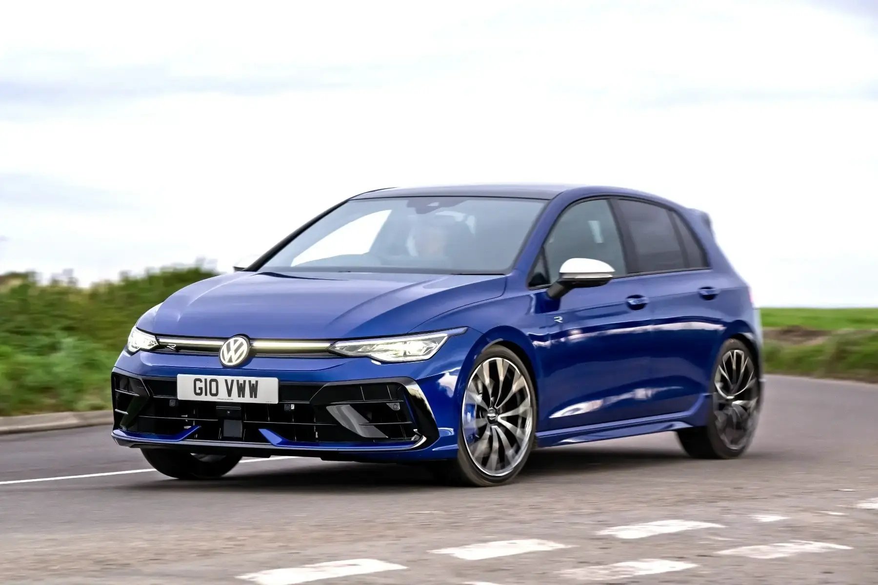 blue-Volkswagen-Golf-R-parked