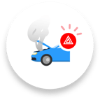 broken down car white circle icon