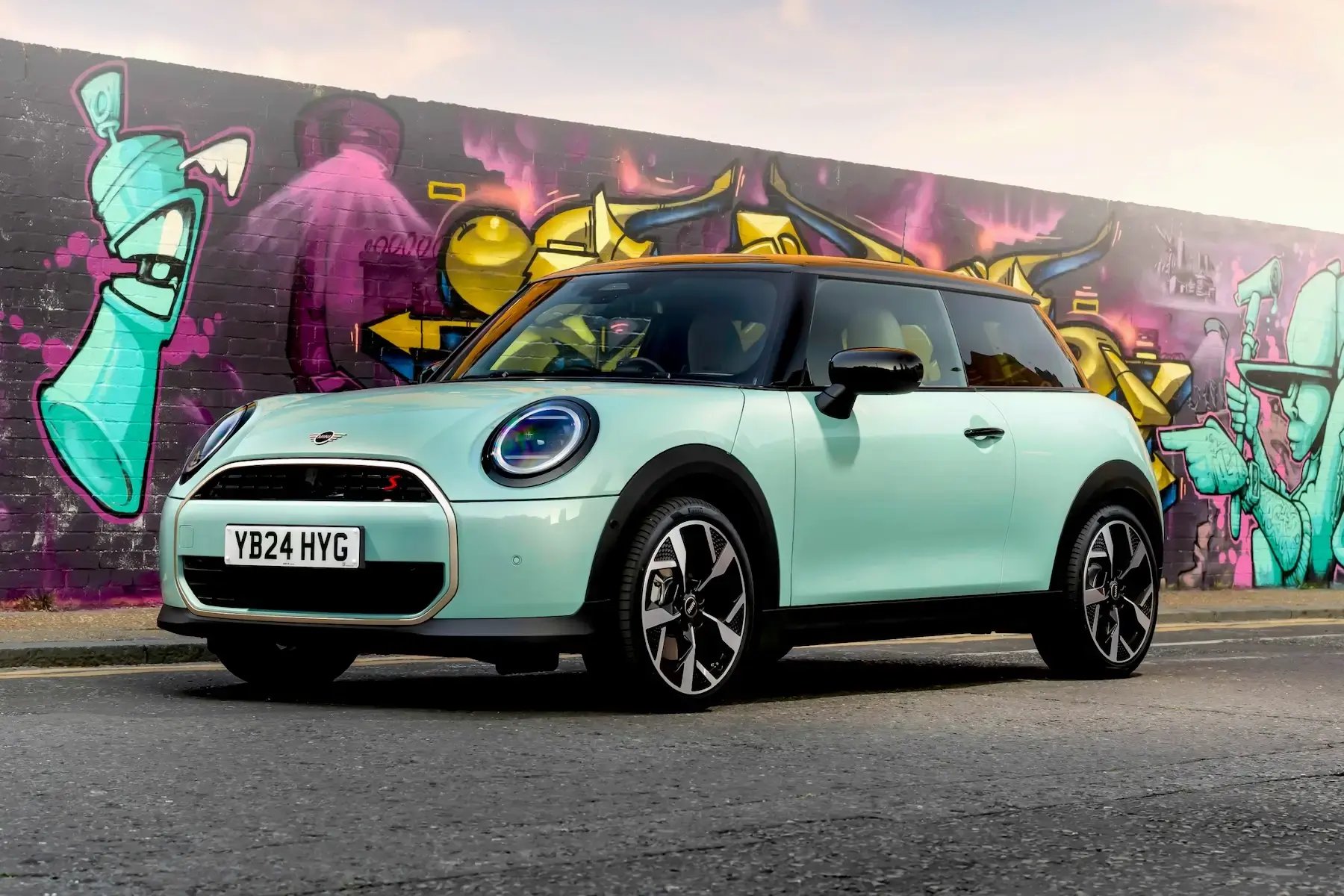 mint-green-Mini-Cooper-parked