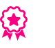 pink award badge outlined icon