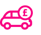 pink car cash outlined icon