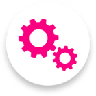 pink cog wheel icon circle
