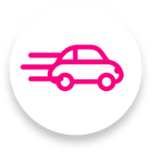 pink fast car icon circle