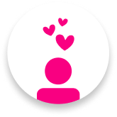 pink person and hearts circle