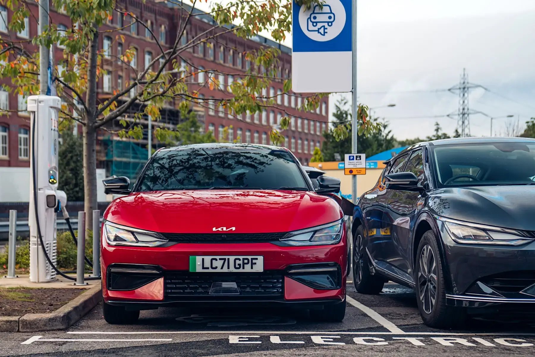 red-Kia-EV6-public-charger
