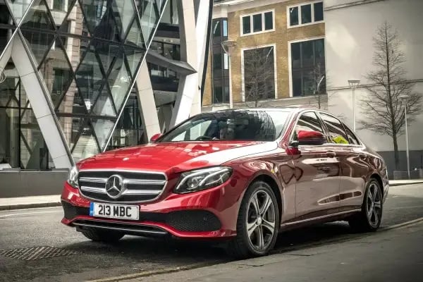 red-Mercedes-Benz-E-Class-parked-1