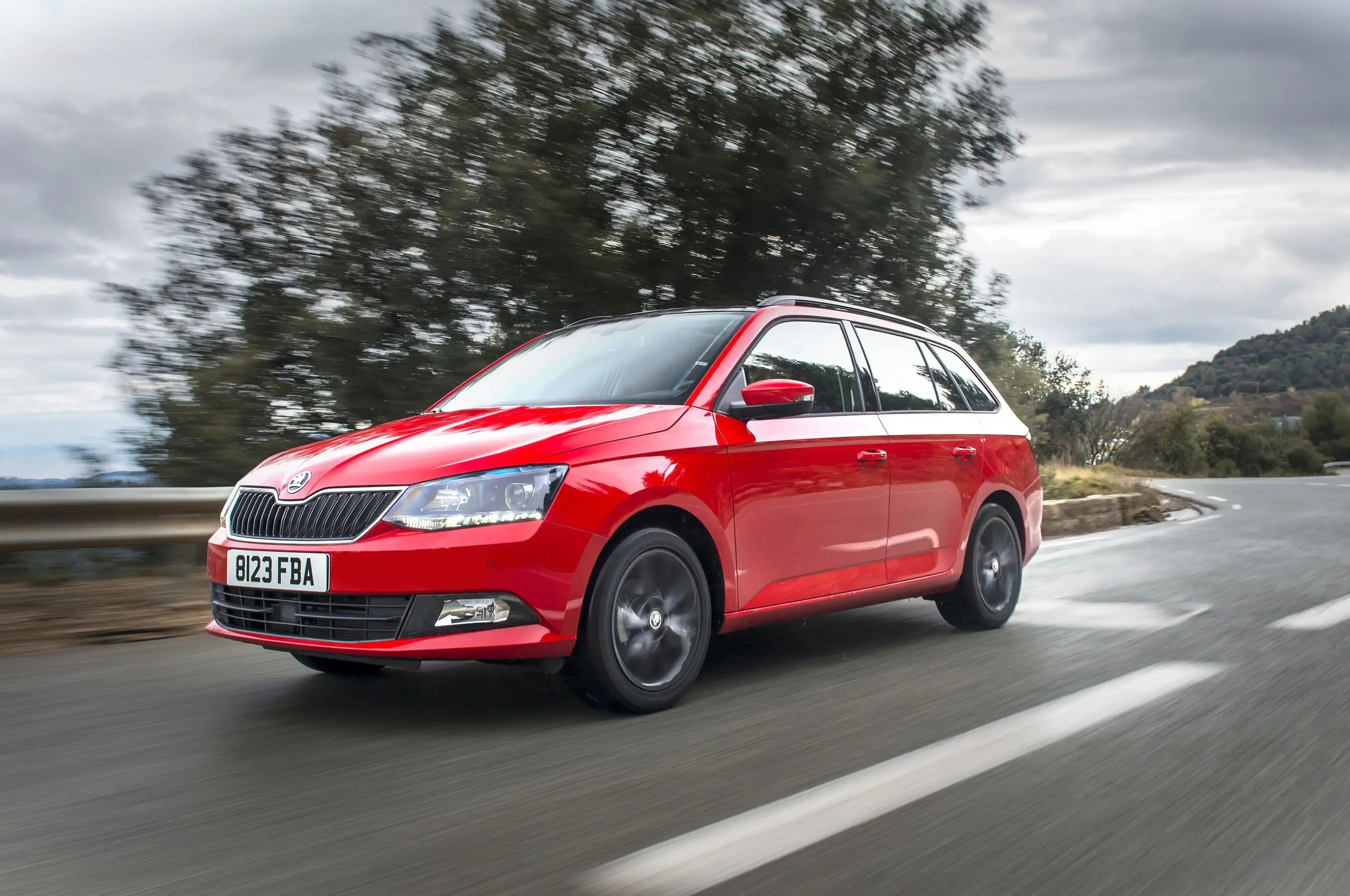 red-Skoda-Fabia-Estate-dynamic-front