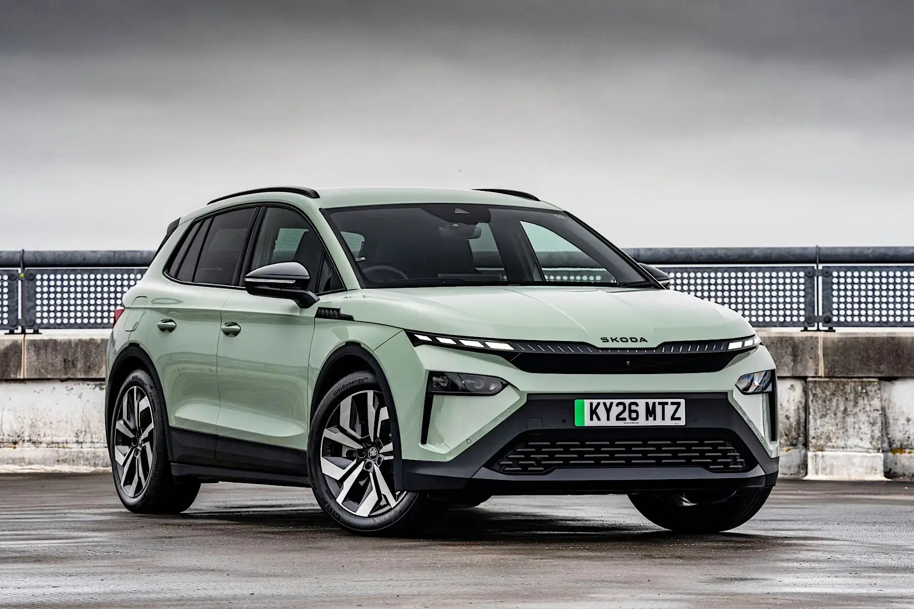 sage-green-Skoda-Elroq-parked