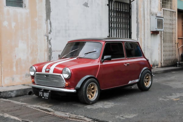 Classic Mini Cooper in red