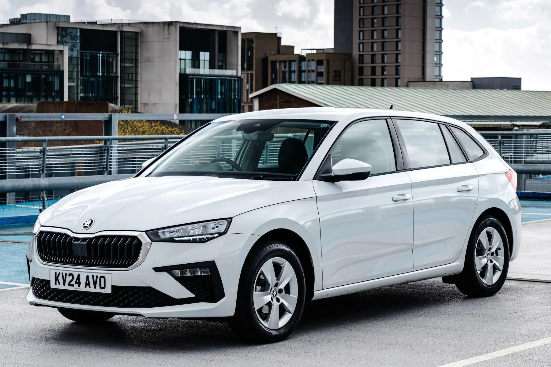 white-Skoda-Scala-parked